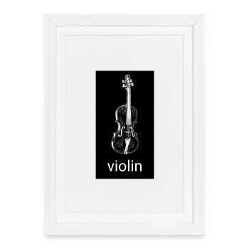 Black Violin Silhouette - Framed poster (27 × 37 cm) - white - Front