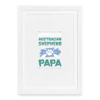 Chien australien chiens papa - Affiche encadrée (27 × 37 cm) - blanc - Devant