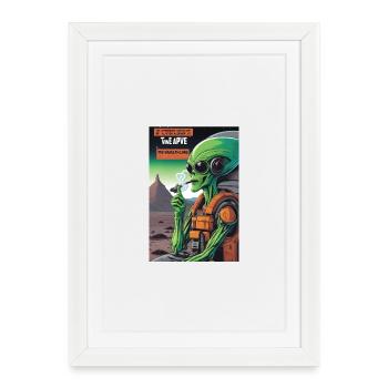Grünes Alien Vape auf Mars - Gerahmtes Poster (27 × 37 cm) - Weiß - Vorne