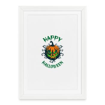 Green Look Pumpkin Halloween - Framed poster (27 × 37 cm) - white - Front