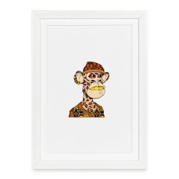 Singe dans un look streetwear coloré - Affiche encadrée (27 × 37 cm) - blanc - Devant