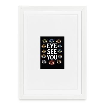 Eye Slaughter with Multicolored Eyes and Text - Framed poster (27 × 37 cm) - white - Front