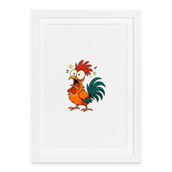 Crazy Rooster – Funny Chicken Cartoon Meme Design - Framed poster (27 × 37 cm) - white - Front