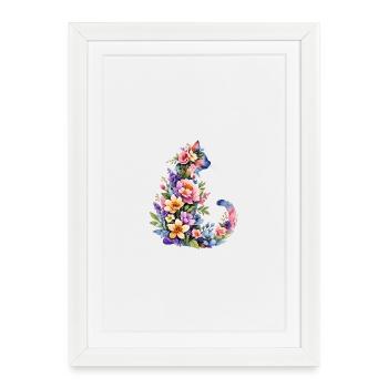 Fleurs aquarelles pour chats - Affiche encadrée (27 × 37 cm) - blanc - Devant