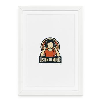 Listen to Music Vintage Clip - Framed poster (27 × 37 cm) - white - Front