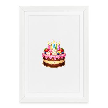 Birthday cake with candles - Framed poster (27 × 37 cm) - white - Front