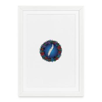 Feather in a Flower Wreath | Magic for Authors - Framed poster (27 × 37 cm) - white - Front