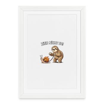 Lazy buddy pulls snail - Framed poster (27 × 37 cm) - white - Front