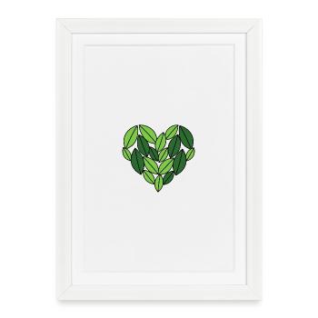 Coeur de feuille Nature Design - Affiche encadrée (27 × 37 cm) - blanc - Devant