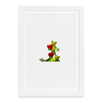 Frog with Heart Fruits Design - Framed poster (27 × 37 cm) - white - Front