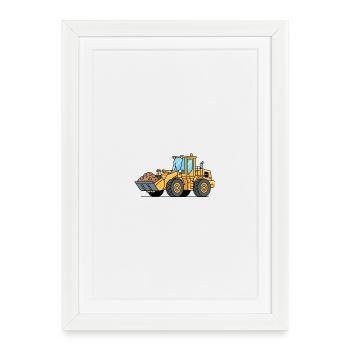 Wheel loader construction machine - Framed poster (27 × 37 cm) - white - Front