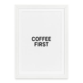 Imprimé motif Pause café - Affiche encadrée (27 × 37 cm) - blanc - Devant