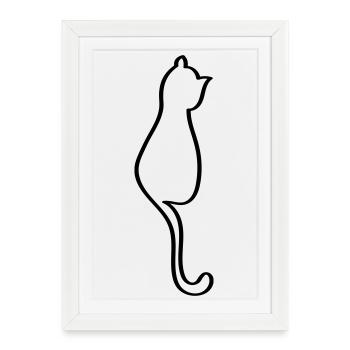 Chat - Affiche encadrée (27 × 37 cm) - blanc - Devant