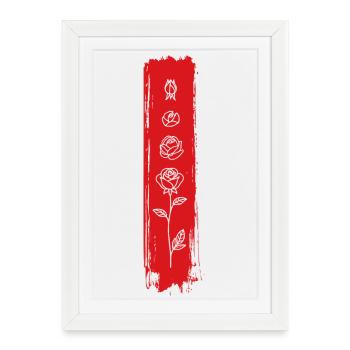 Art vertical du pinceau rose - Affiche encadrée (27 × 37 cm) - blanc - Devant