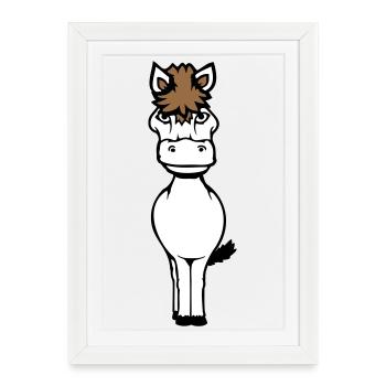 Horse Cute Pony Foal Horse Girl Cute Comic - Framed poster (27 × 37 cm) - white - Front