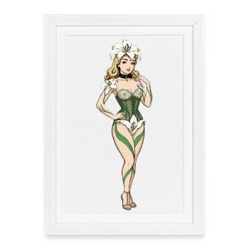Lily pin-up - Affiche encadrée (27 × 37 cm) - blanc - Devant