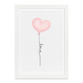 Balloon Heart Love Pastel - Affiche encadrée (27 × 37 cm) - blanc - Devant