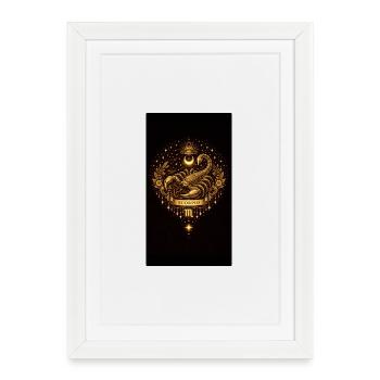 Collection du zodiaque d’or – Astrologie du Scorpion Or - Affiche encadrée (27 × 37 cm) - blanc - Devant