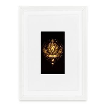 Collection du zodiaque d’or – Or d’astrologie du Lion - Affiche encadrée (27 × 37 cm) - blanc - Devant