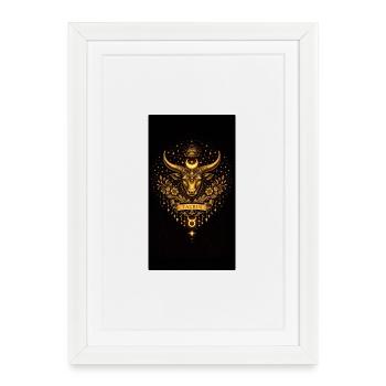 Golden Zodiac Collection – Taurus Astrology Gold - Framed poster (27 × 37 cm) - white - Front