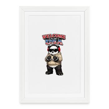 T-shirt humor Panda USA Streetwear Patriotique - Affiche encadrée (27 × 37 cm) - blanc - Devant