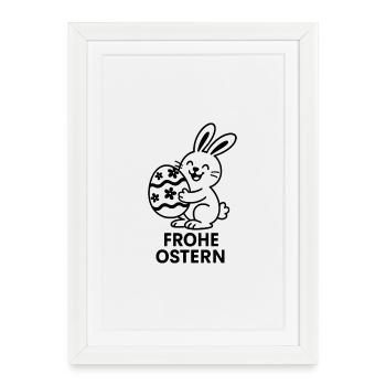 Joyeux lapin de Pâques avec œuf peint - Affiche encadrée (27 × 37 cm) - blanc - Devant