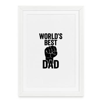 World's Best Dad T-Shirt - Framed poster (27 × 37 cm) - white - Front