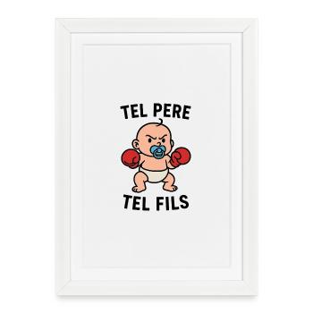 Baby boxer cartoon like father like son - Framed poster (27 × 37 cm) - white - Front