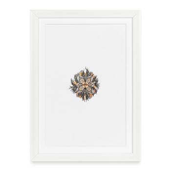 Mandala ornemental avec des accents orange - Affiche encadrée (27 × 37 cm) - blanc - Devant