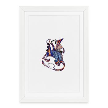 Rubans en tissu bleuOrange - Affiche encadrée (27 × 37 cm) - blanc - Devant