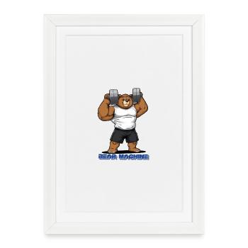 Bear Machine musculaire ours à la salle de sport - Affiche encadrée (27 × 37 cm) - blanc - Devant
