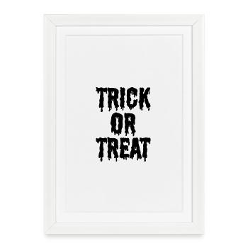 Trick or Treat, police d’halloween - Affiche encadrée (27 × 37 cm) - blanc - Devant