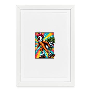 Patins à roulettes carotte coq - Affiche encadrée (27 × 37 cm) - blanc - Devant