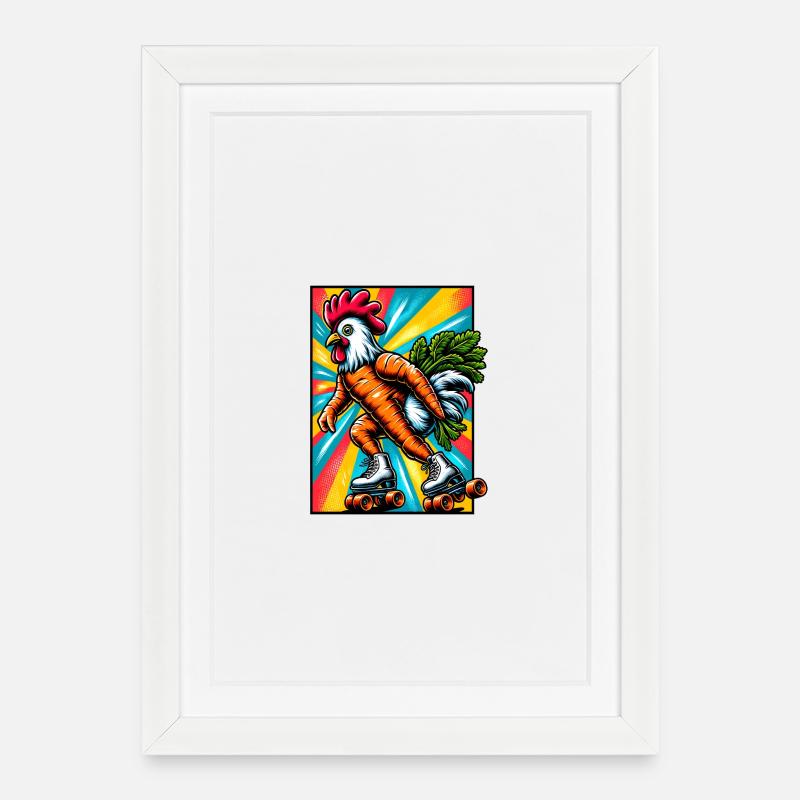Patins à roulettes carotte coq - Affiche encadrée (27 × 37 cm) - blanc