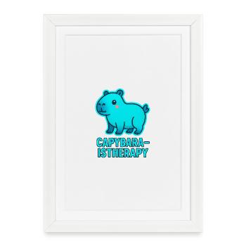 Motif de la thérapie capybara - Affiche encadrée (27 × 37 cm) - blanc - Devant