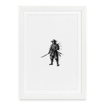 Samurai warrior with katana lonely-ronin-japan - Framed poster (27 × 37 cm) - white - Front