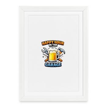 Motif du garage de l’heure heureuse - Affiche encadrée (27 × 37 cm) - blanc - Devant