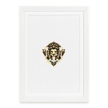 Lion portrait in art deco style - Framed poster (27 × 37 cm) - white - Front