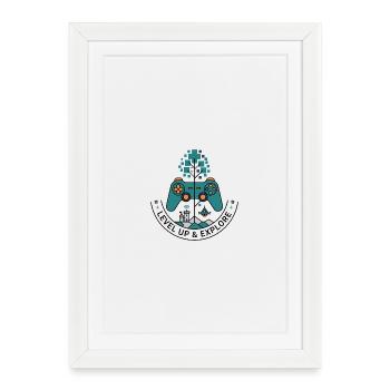 Badge Monte de niveau & Exploration - Affiche encadrée (27 × 37 cm) - blanc - Devant