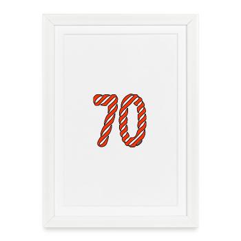70. 70 ANS. 70e ANNIVERSAIRE. ANNIVERSAIRE 70 ANS. - Affiche encadrée (27 × 37 cm) - blanc - Devant