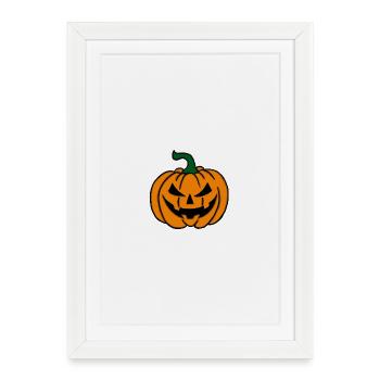 Pumpkin Face, Halloween, Horror, Autumn - Framed poster (27 × 37 cm) - white - Front