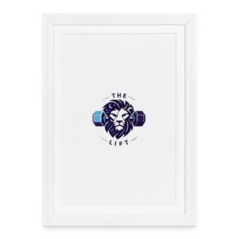 The Lion’s Lift : Graphique minimaliste du Zodiac Gym - Affiche encadrée (27 × 37 cm) - blanc - Devant