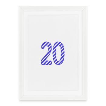 20. 20 ANS. 20e ANNIVERSAIRE. ANNIVERSAIRE 20 ANS. - Affiche encadrée (27 × 37 cm) - blanc - Devant