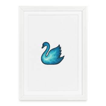 Âme Animal et Être Gardien : Cygne - Affiche encadrée (27 × 37 cm) - blanc - Devant