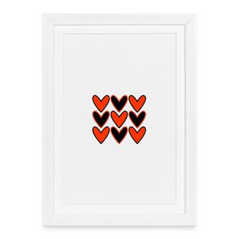 CŒUR. CŒURS. SAINT VALENTIN. LOVE. AMOUR. COUPLE. - Affiche encadrée (27 × 37 cm) - blanc - Devant