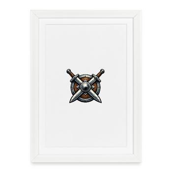 Cross Blades Shield Emblem - Framed poster (27 × 37 cm) - white - Front