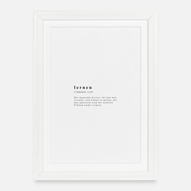 Apprentissage - Verbe - Définition - Transcription phonétique - Affiche encadrée (27 × 37 cm) - blanc