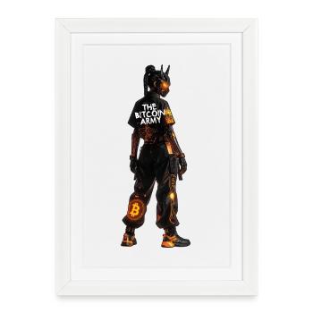 Bitcoin Bazooka - L’Armée Bitcoin - Samurai 02 - Affiche encadrée (27 × 37 cm) - blanc - Devant