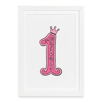 Pinkes Kronen-1 Design - Gerahmtes Poster (27 × 37 cm) - Weiß - Vorne
