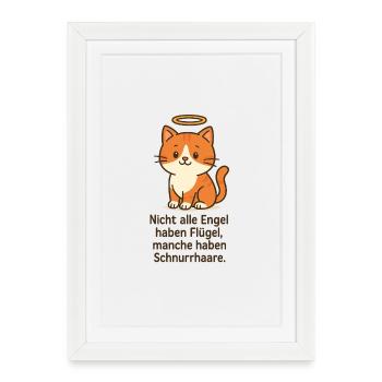 Cute cat angel with humorous saying - Framed poster (27 × 37 cm) - white - Front